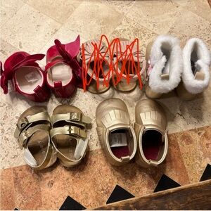 Bundle of 4 pairs of baby girl shoes all size 3-6 months.